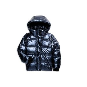 S13 | Girls Shiny Metallic Puffer Jacket Coat with Detachable Hood Kids Size 4
